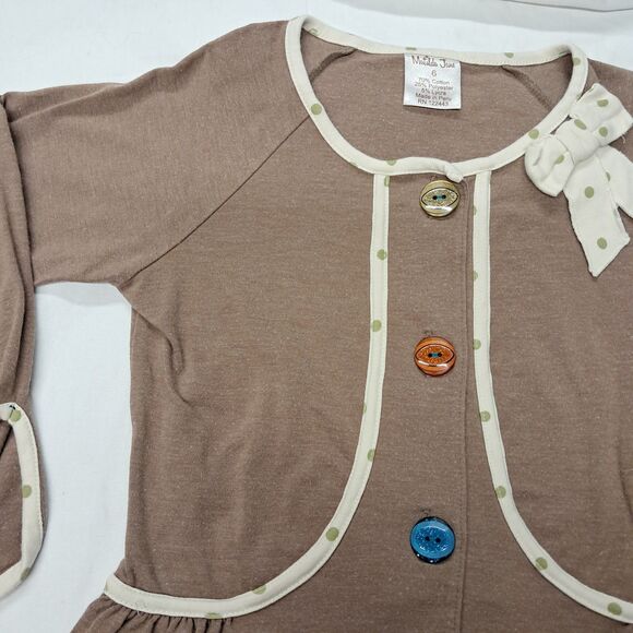 Matilda Jane sz 6 Platinum Allissa cardigan brown button Down Jacket Top Bow - Picture 4 of 10